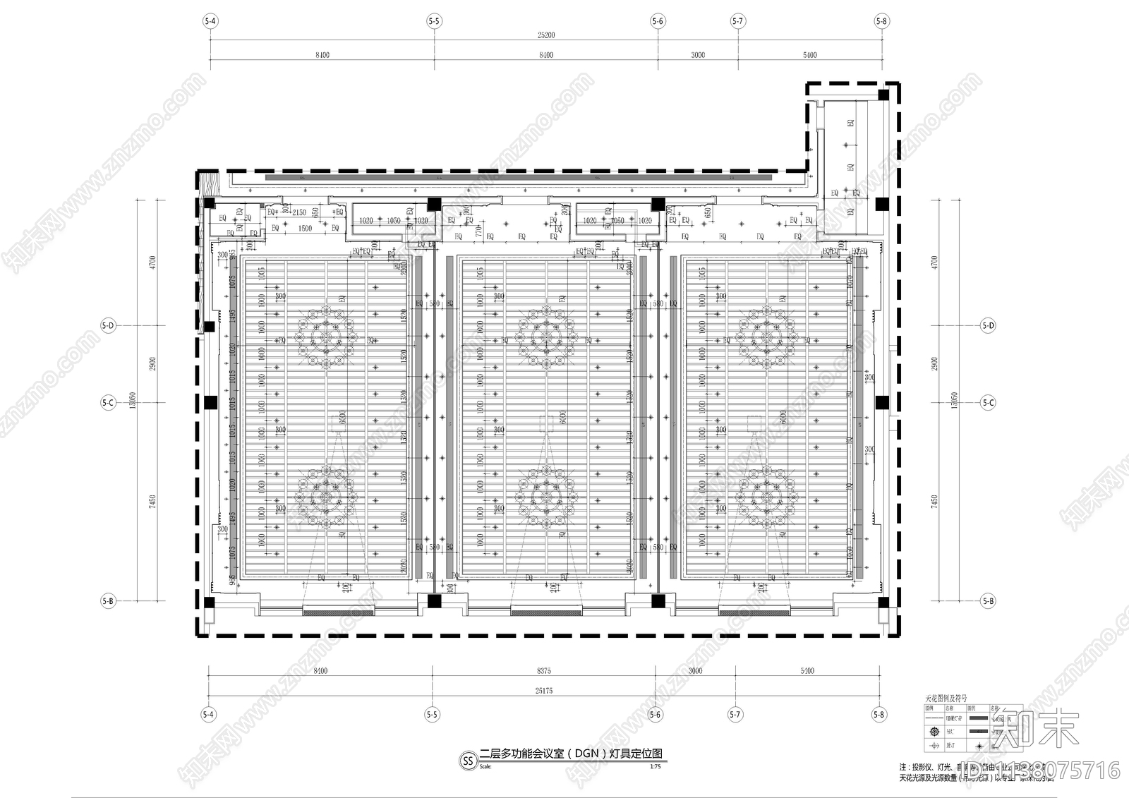 办公多功能会议室cad施工图下载【ID:1138075716】