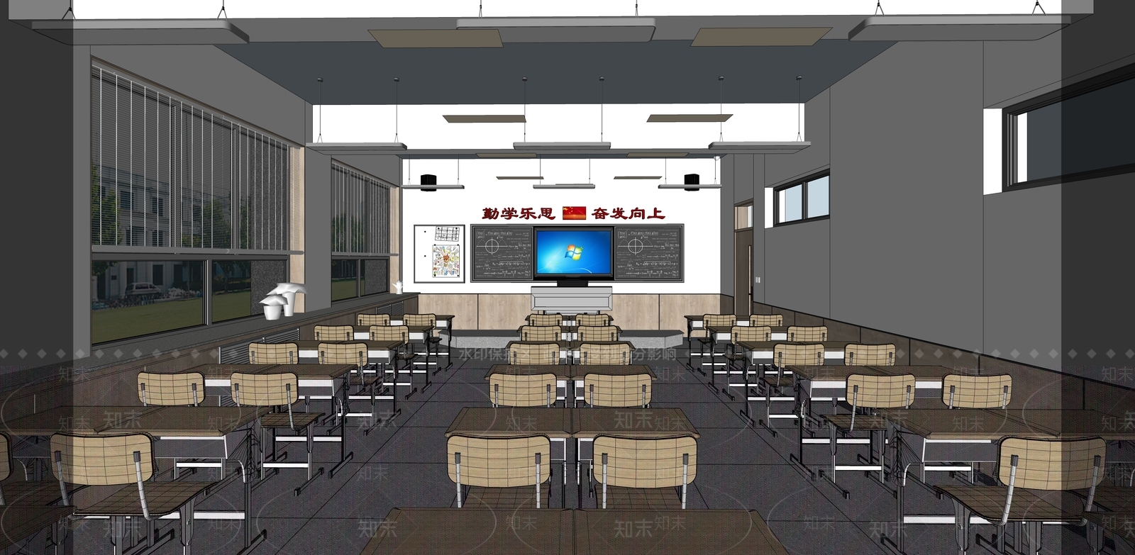 现代学校教室SU模型下载【ID:1138077982】