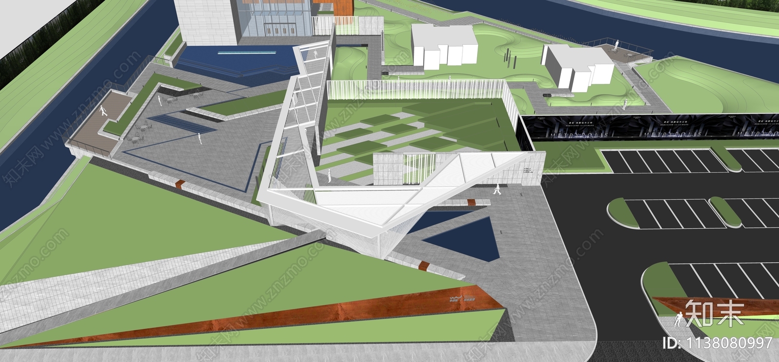 现代滨水公园示范区项目SU模型下载【ID:1138080997】