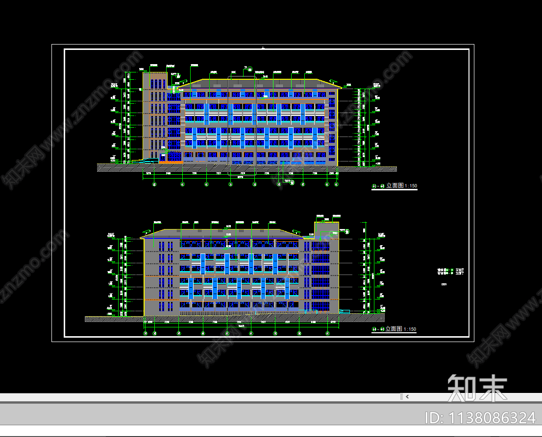 宿舍楼建筑cad施工图下载【ID:1138086324】