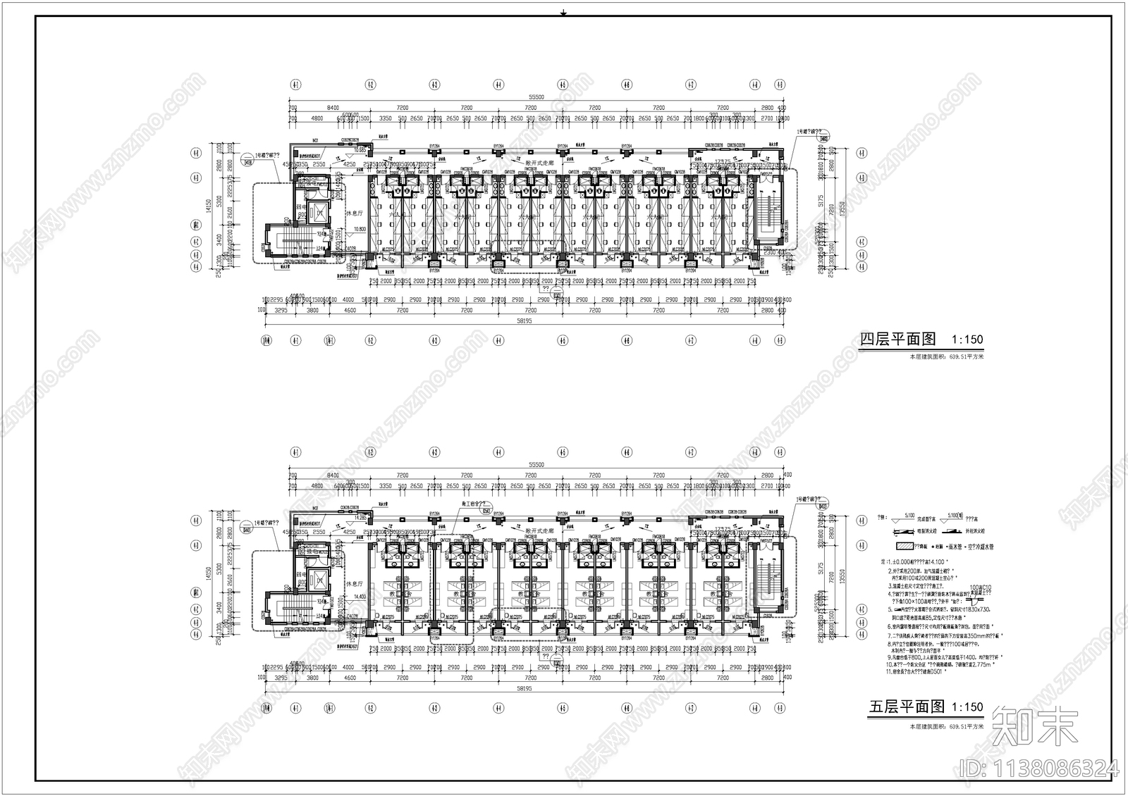 宿舍楼建筑cad施工图下载【ID:1138086324】