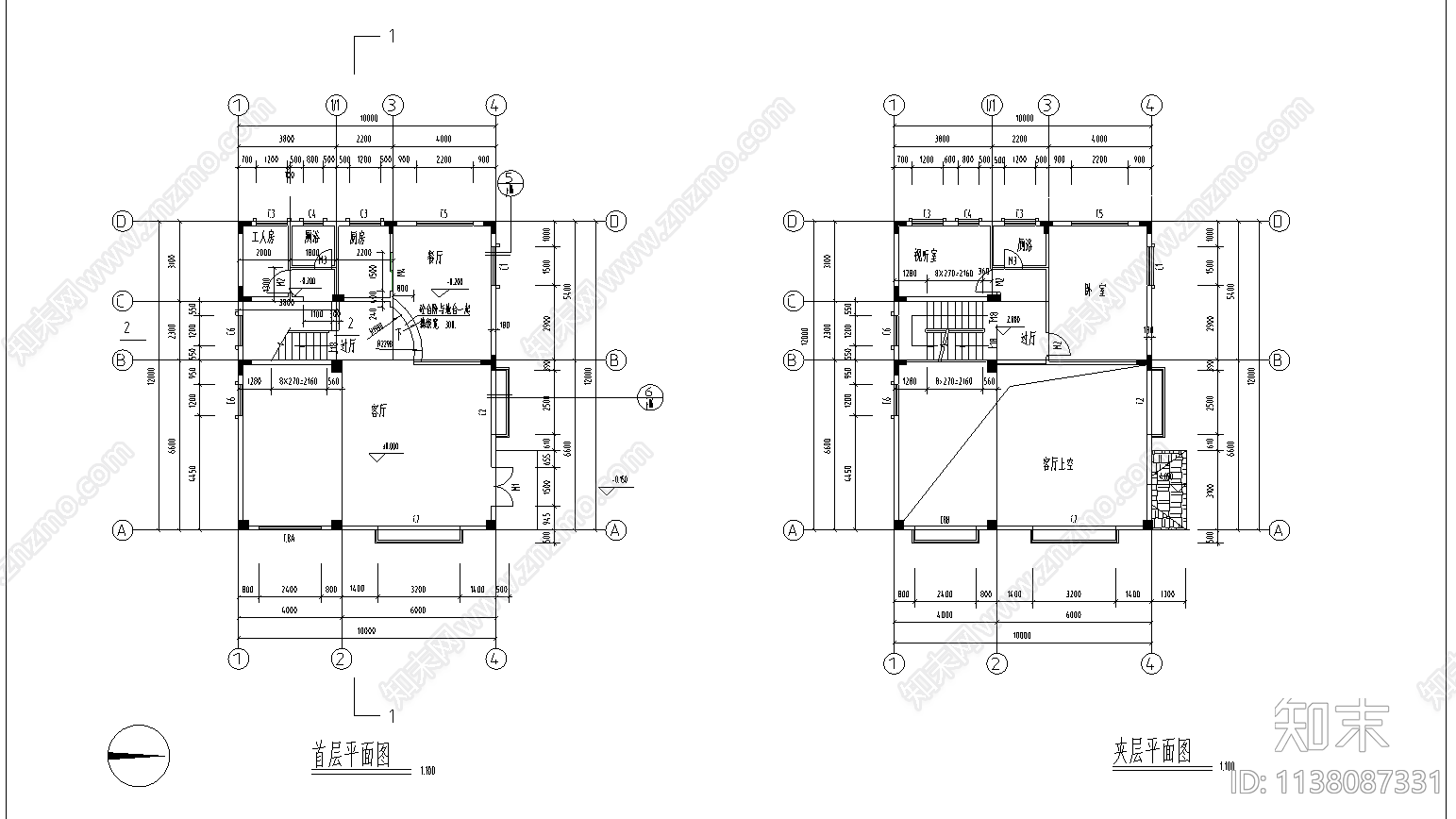 私人住宅楼建筑cad施工图下载【ID:1138087331】