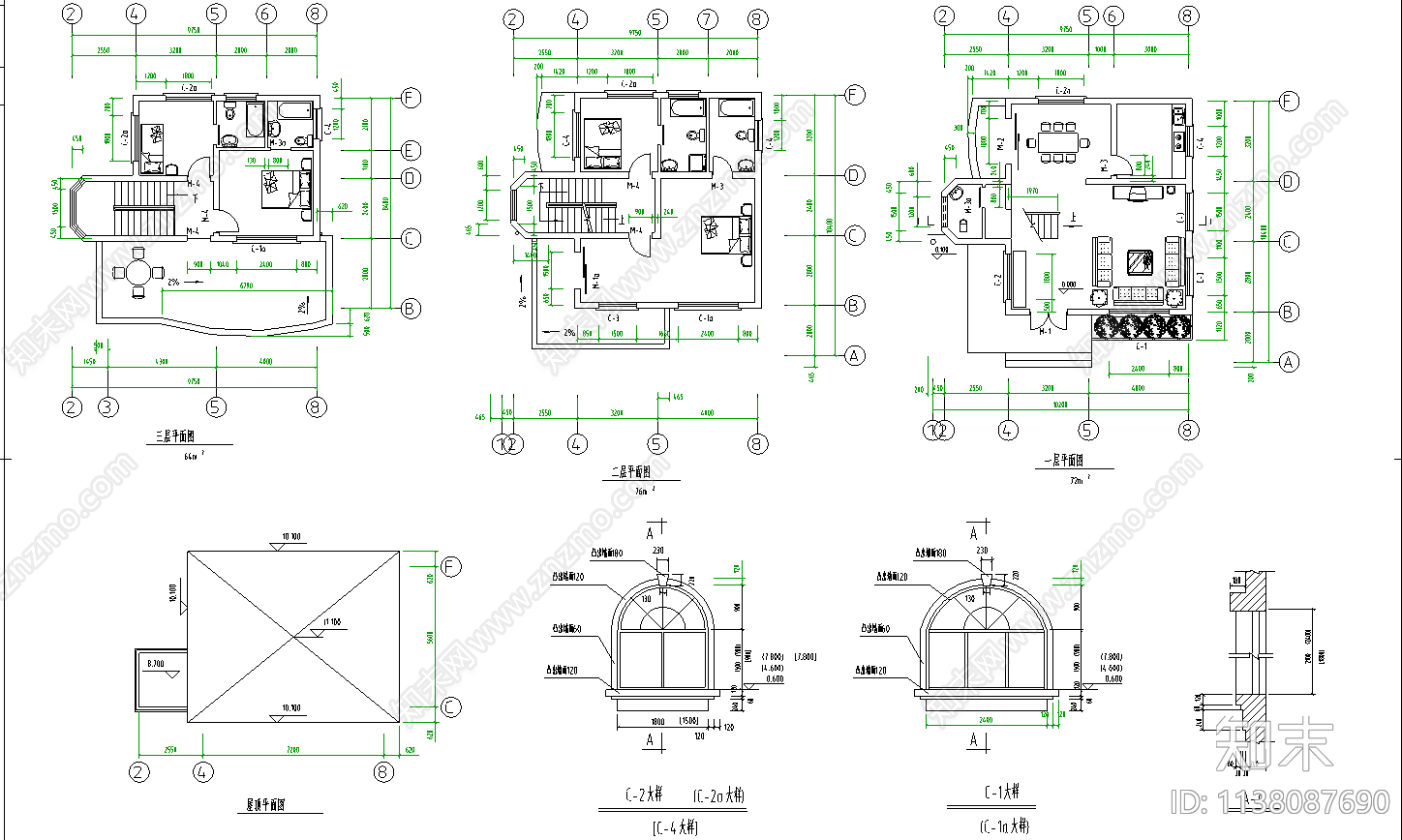 私人住宅建筑cad施工图下载【ID:1138087690】