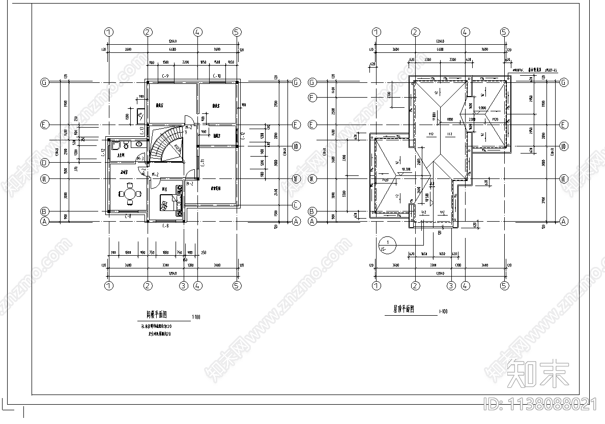 私宅建筑cad施工图下载【ID:1138088021】