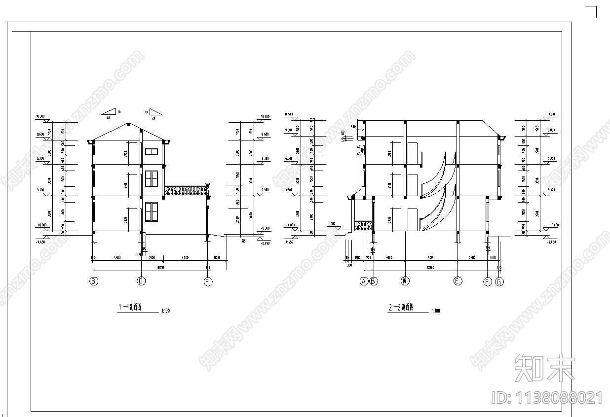 私宅建筑cad施工图下载【ID:1138088021】