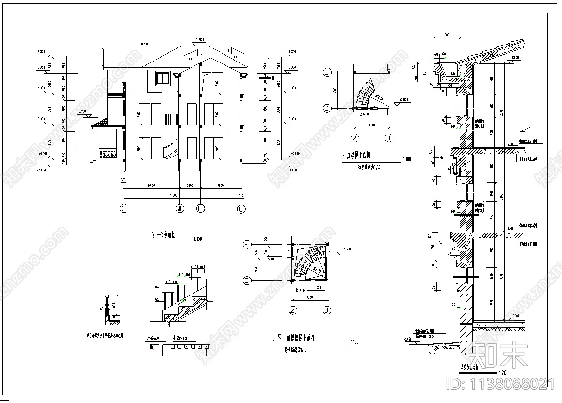 私宅建筑cad施工图下载【ID:1138088021】