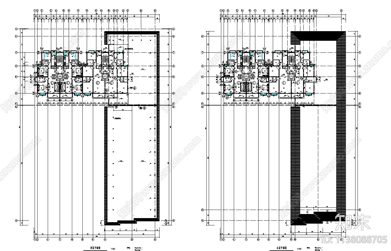 沿街小高层住宅建筑cad施工图下载【ID:1138088705】