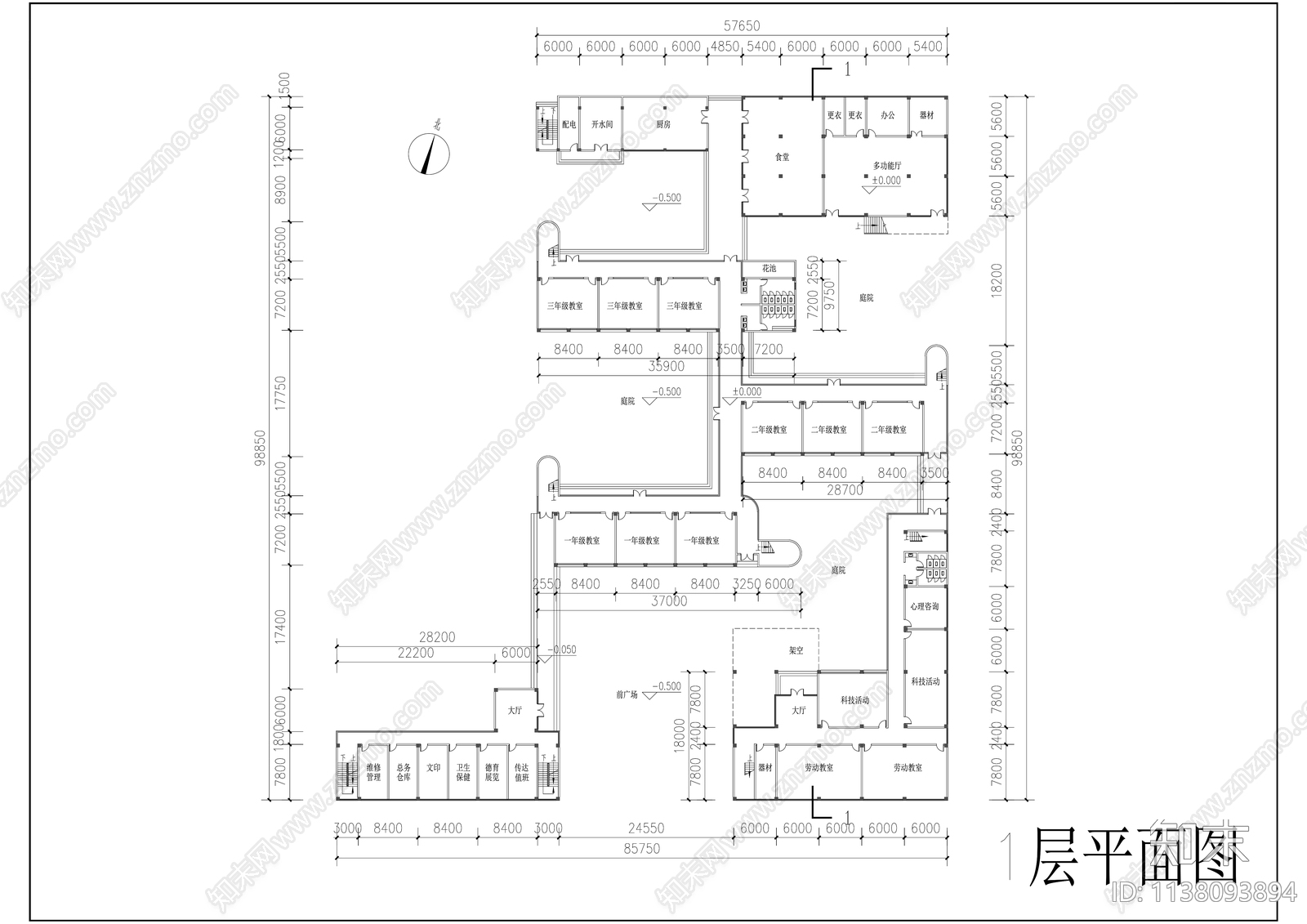 现代小学总平面图效果图施工图下载【ID:1138093894】