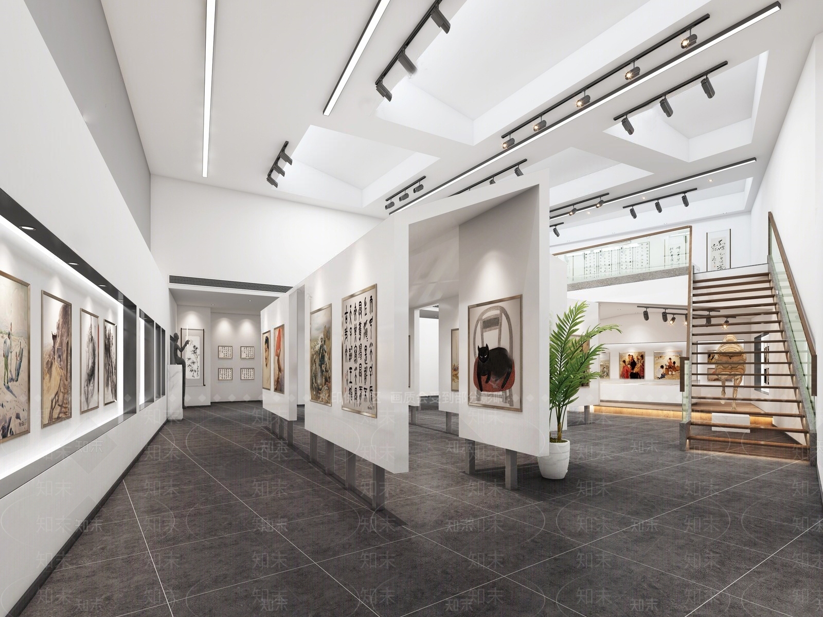 现代画展展厅SU模型下载【ID:1138094511】