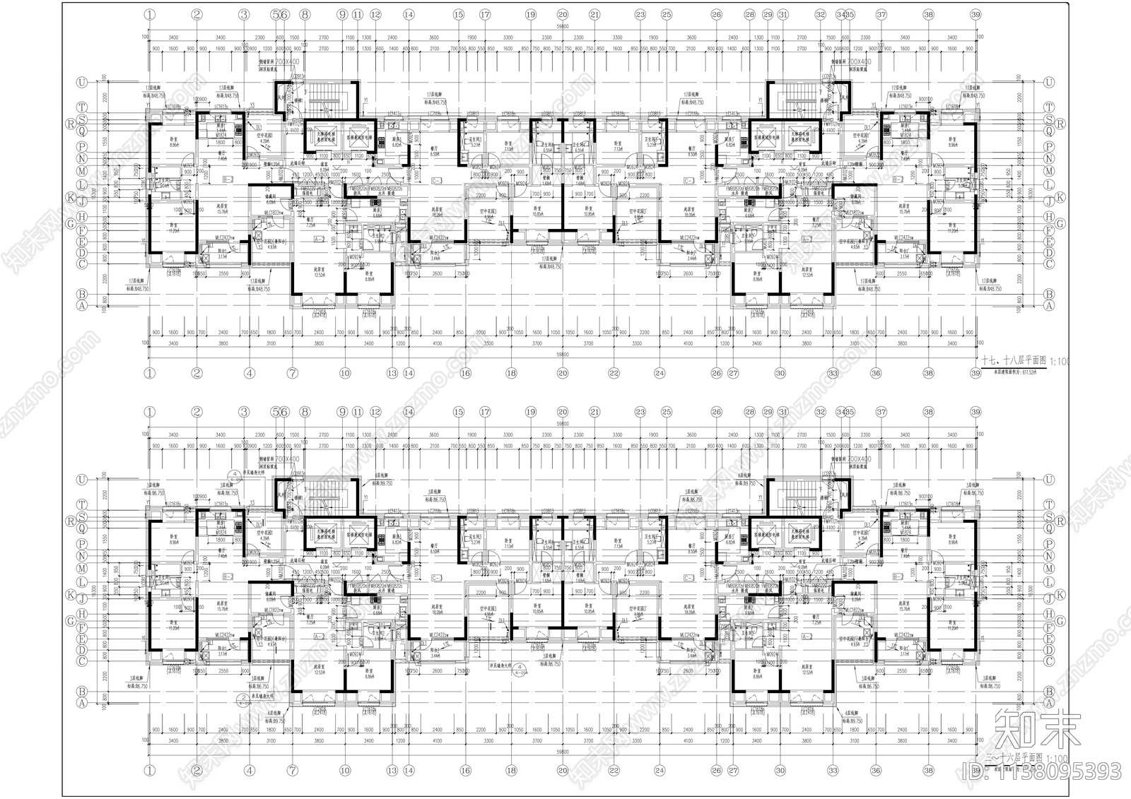 120平米户型高层建筑cad施工图下载【ID:1138095393】