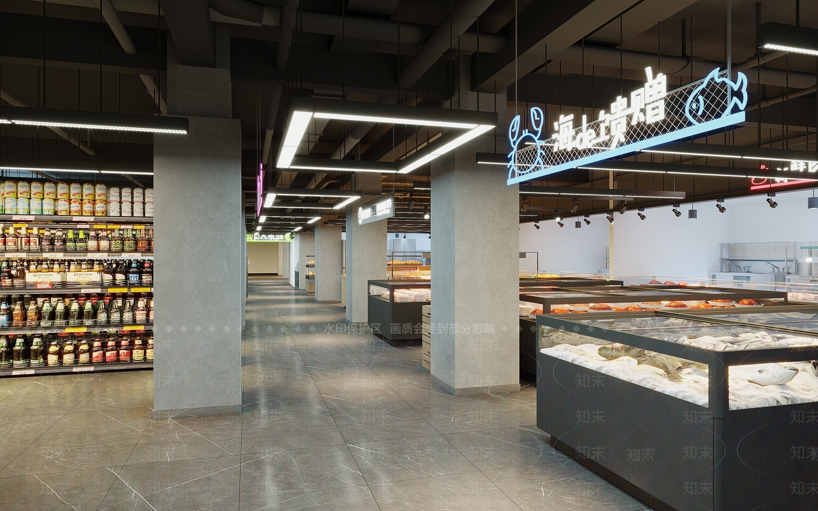 现代超市3D模型下载【ID:1138104378】