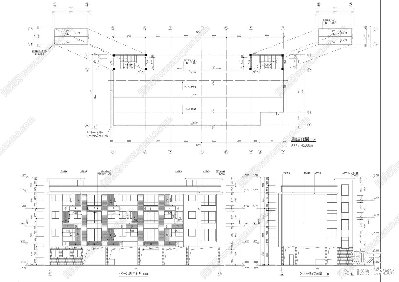 6班社区幼儿园建筑cad施工图下载【ID:1138107204】