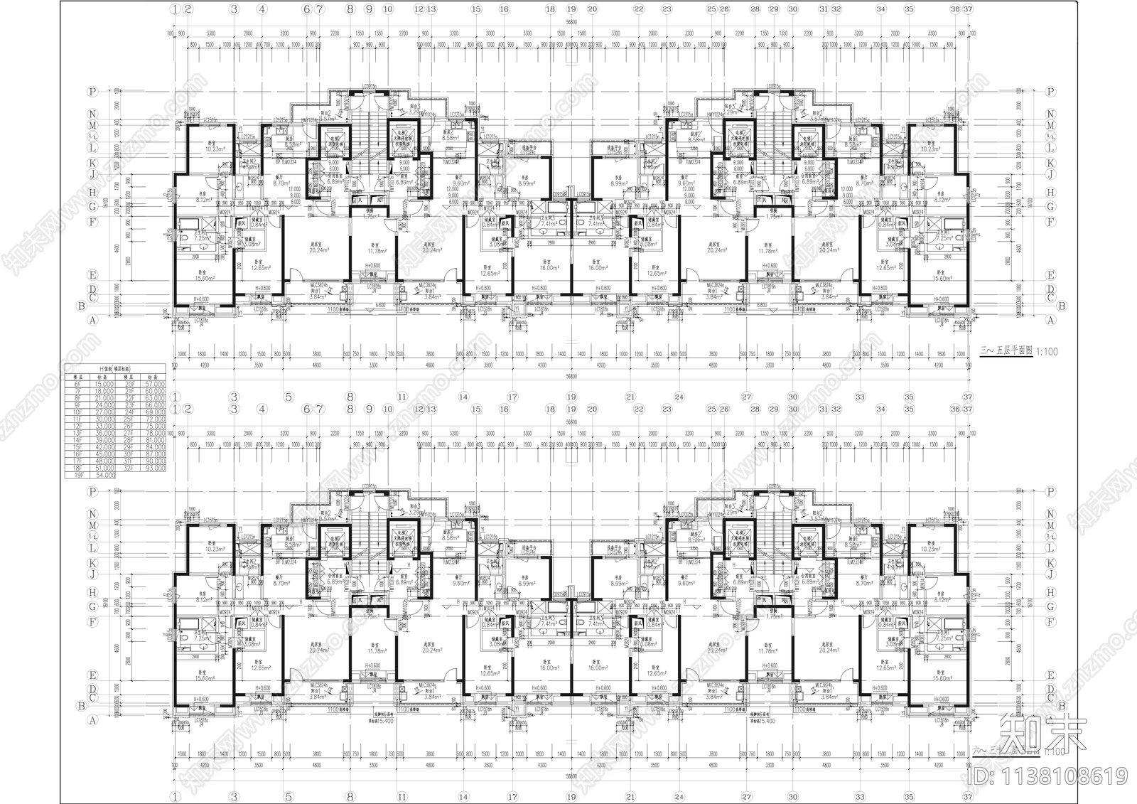 现代高层住宅建筑效果图cad施工图下载【ID:1138108619】