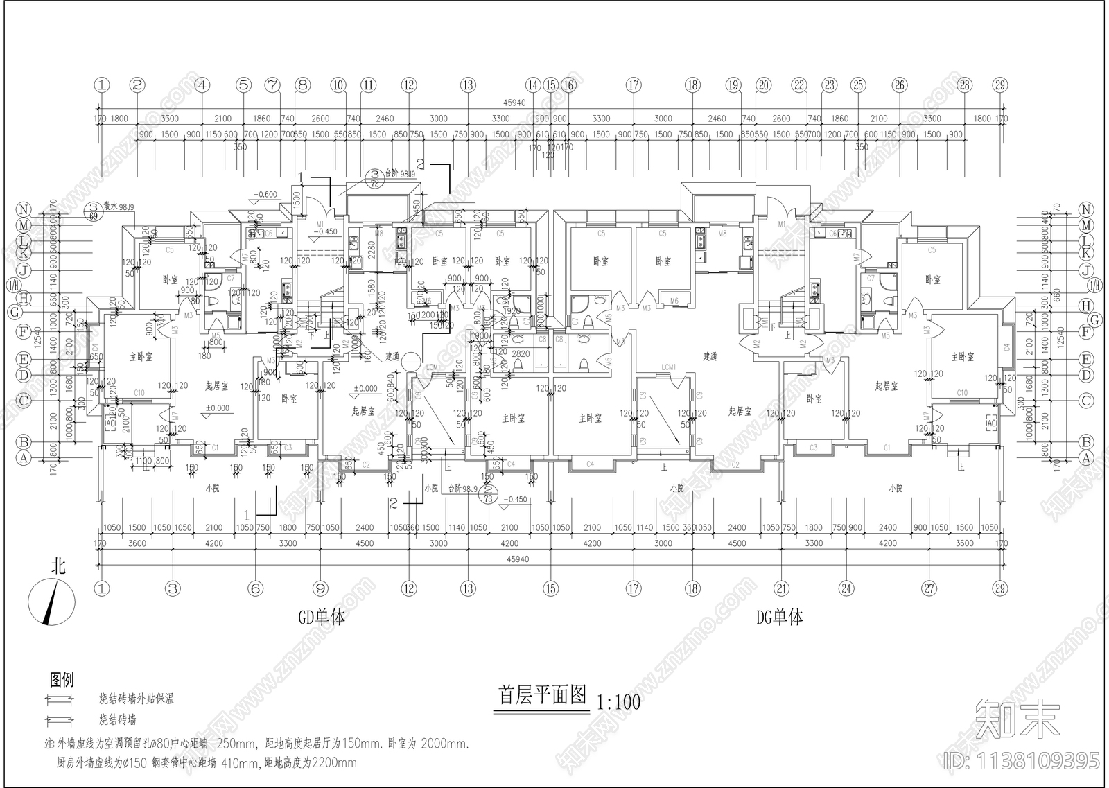 五层坡屋顶住宅楼建筑施工图下载【ID:1138109395】