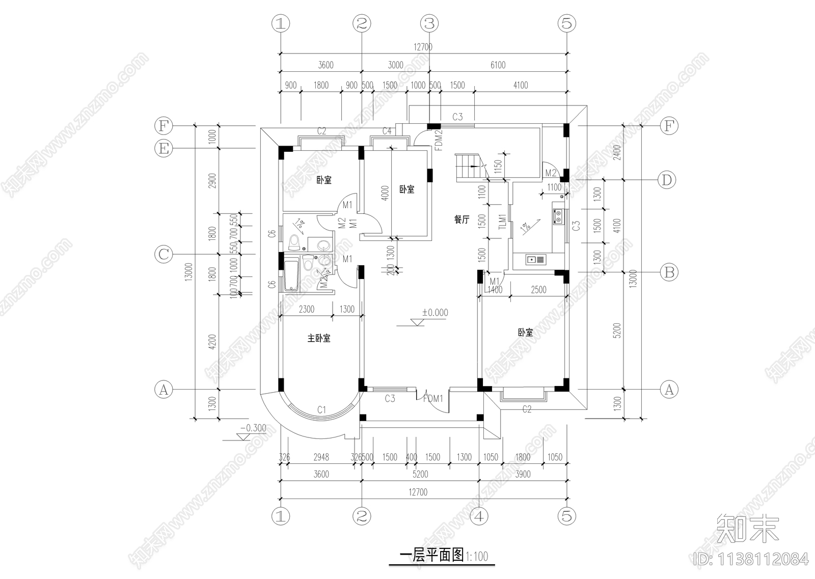 550平四层自建别墅建筑cad施工图下载【ID:1138112084】