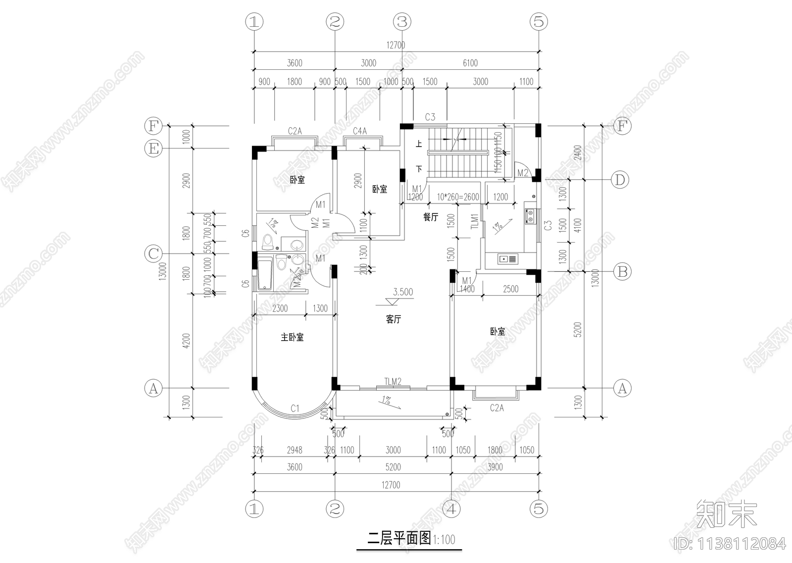 550平四层自建别墅建筑cad施工图下载【ID:1138112084】