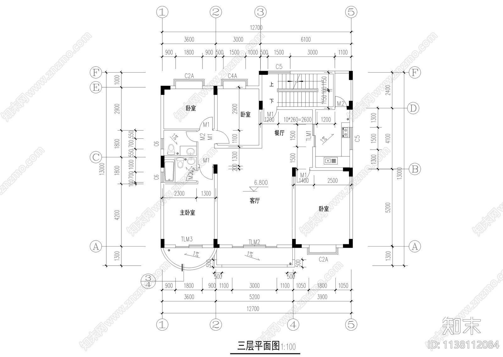 550平四层自建别墅建筑cad施工图下载【ID:1138112084】