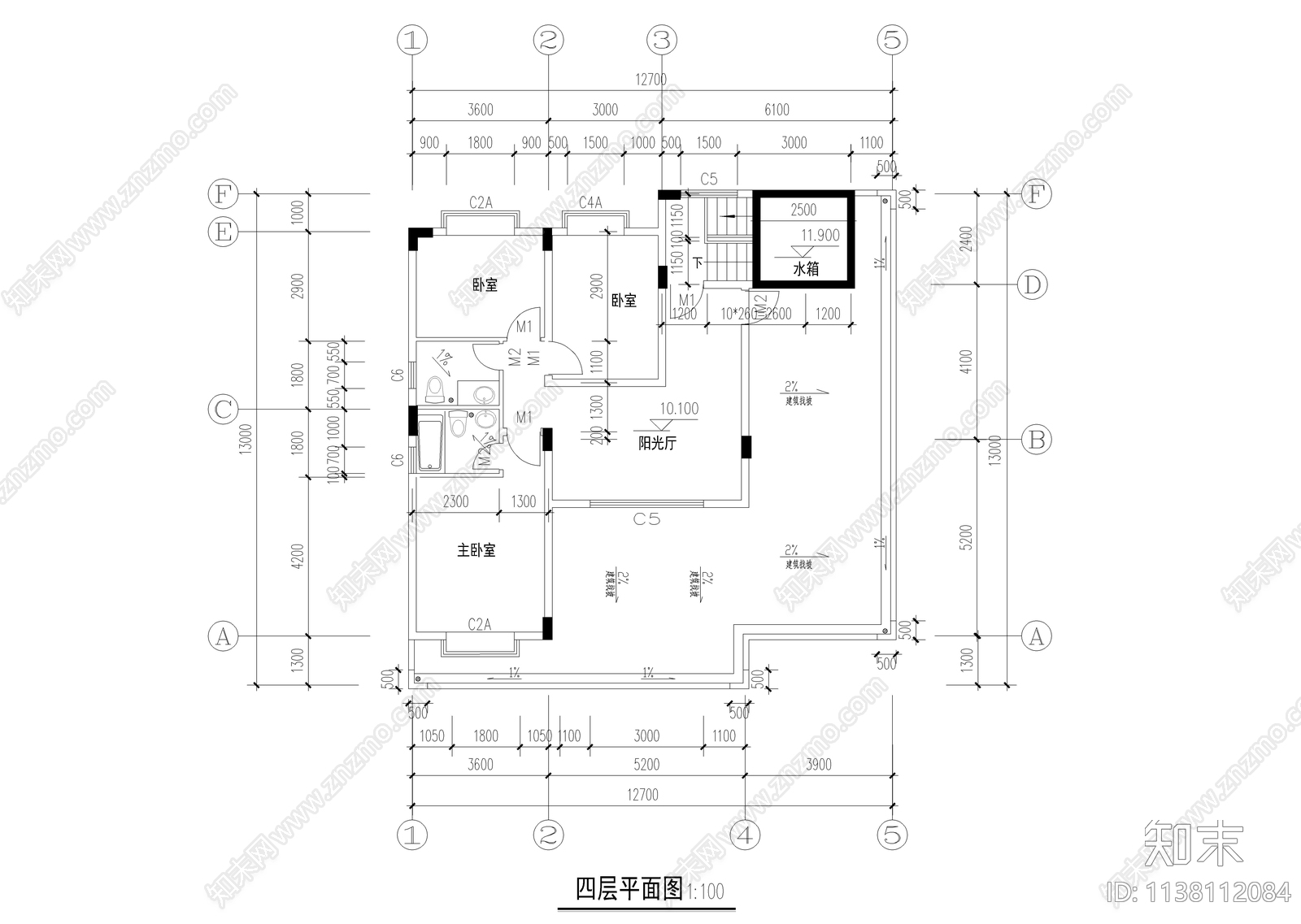 550平四层自建别墅建筑cad施工图下载【ID:1138112084】