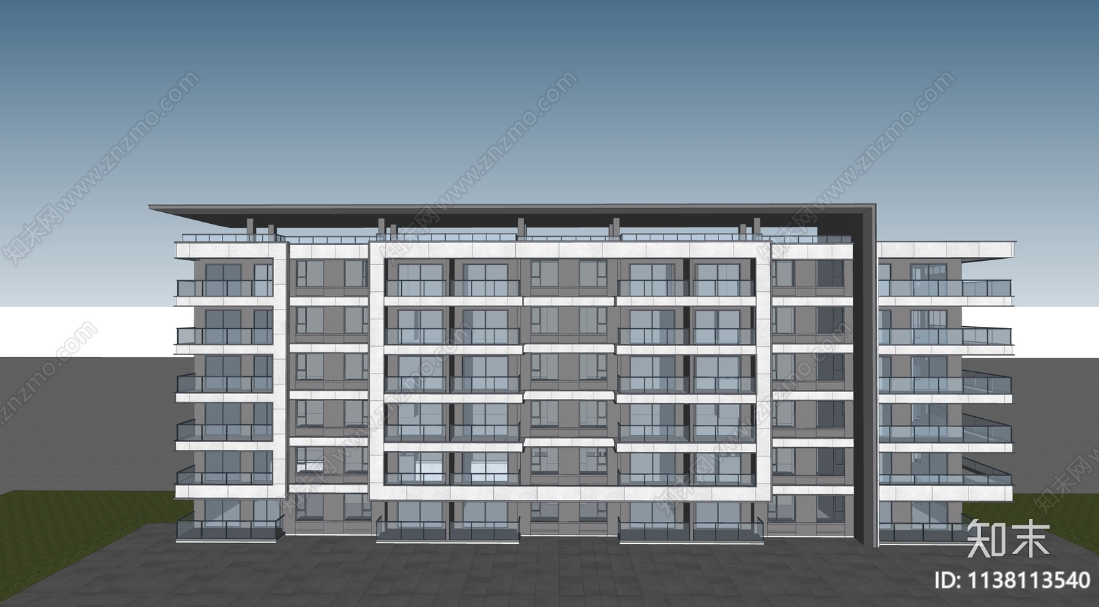 现代多层住宅SU模型下载【ID:1138113540】