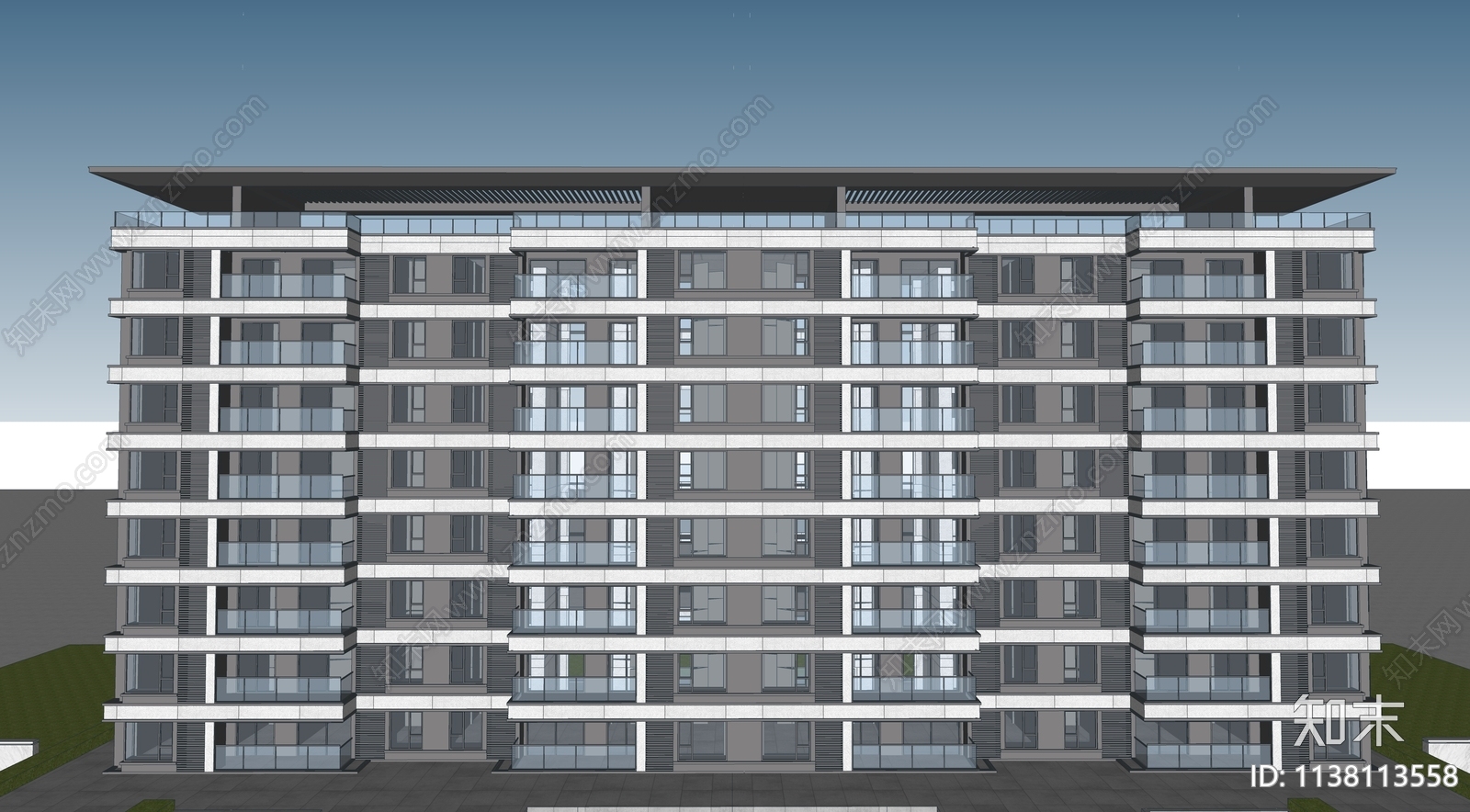 现代多层住宅SU模型下载【ID:1138113558】