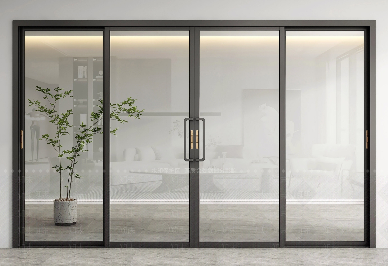 现代阳台推拉门3D模型下载【ID:1138114542】