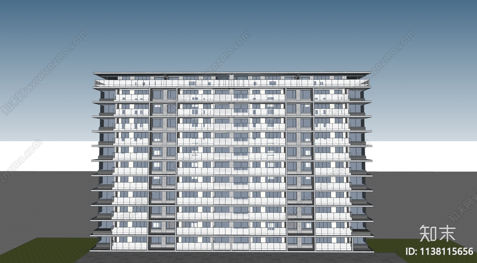 现代多层住宅SU模型下载【ID:1138115656】