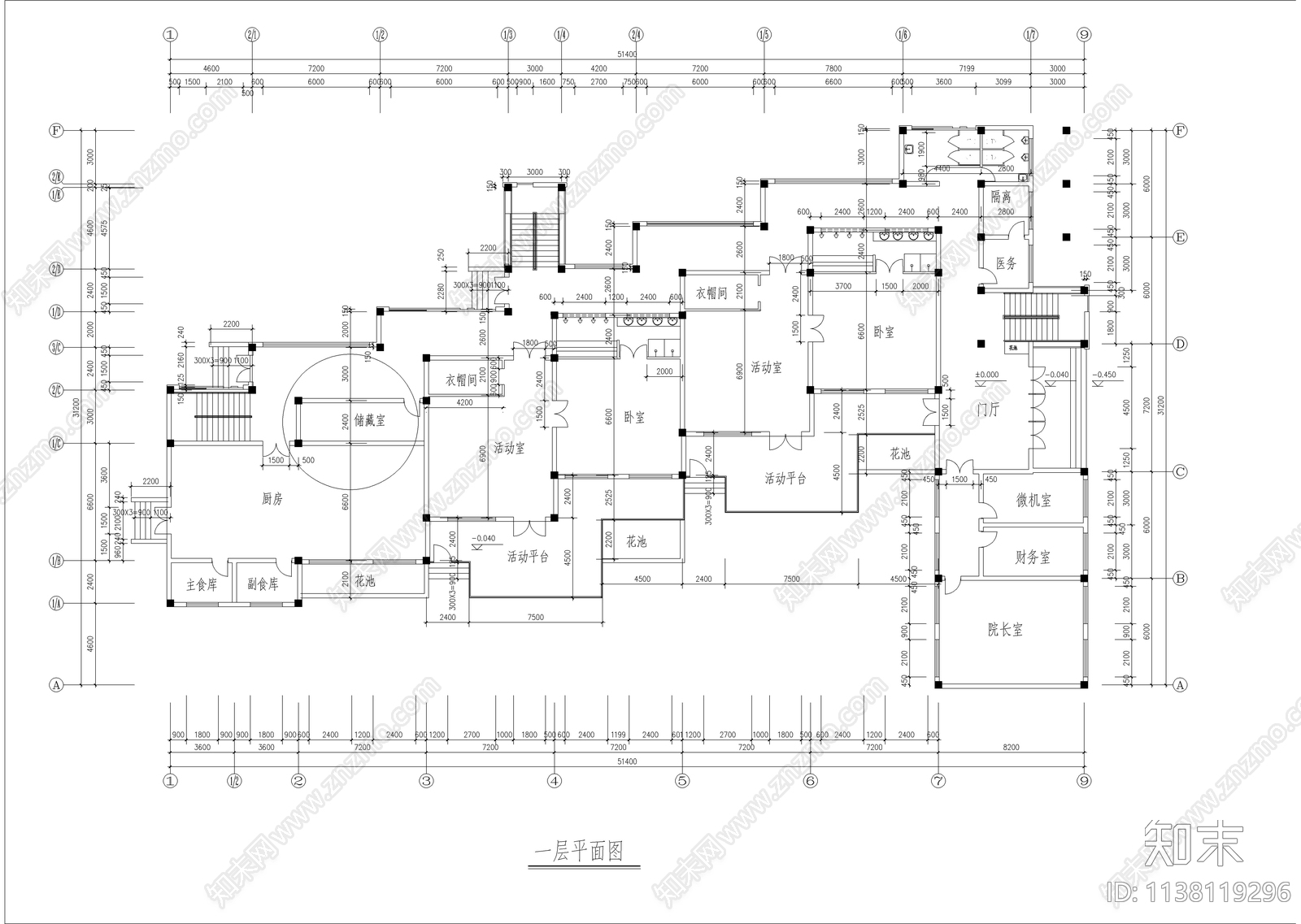 三层现代风格幼儿园建筑cad施工图下载【ID:1138119296】