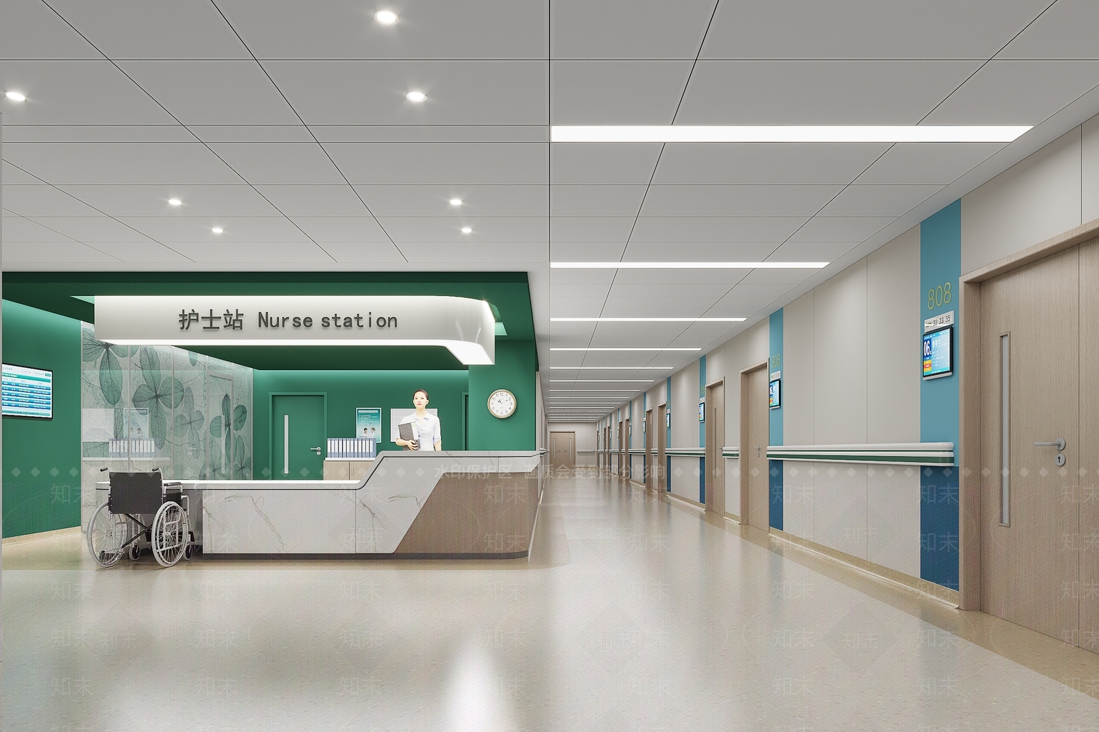 现代医院护士站3D模型下载【ID:1138120004】