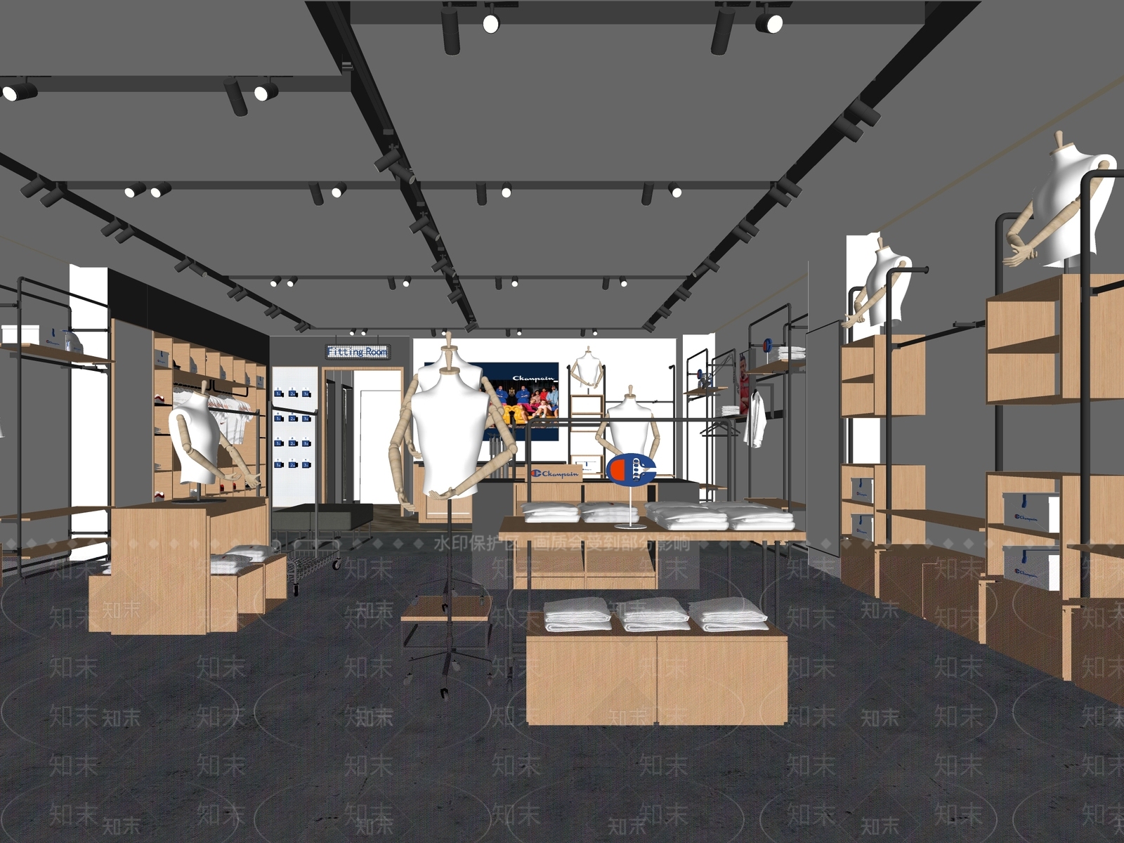 现代潮牌服装店SU模型下载【ID:1138122489】