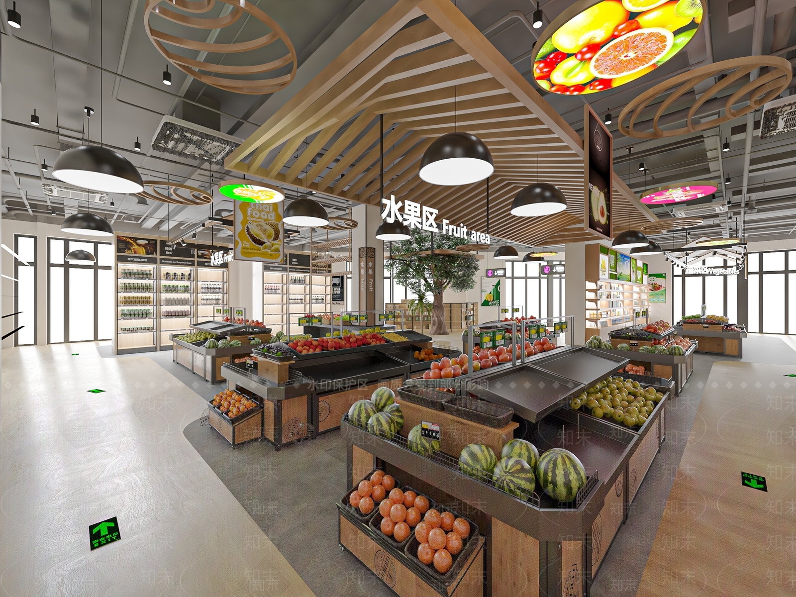现代生鲜超市SU模型下载【ID:1138125483】