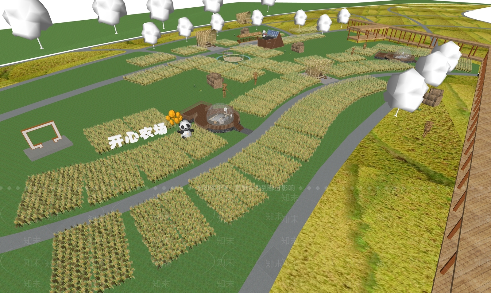 现代农场景观SU模型下载【ID:1138125953】