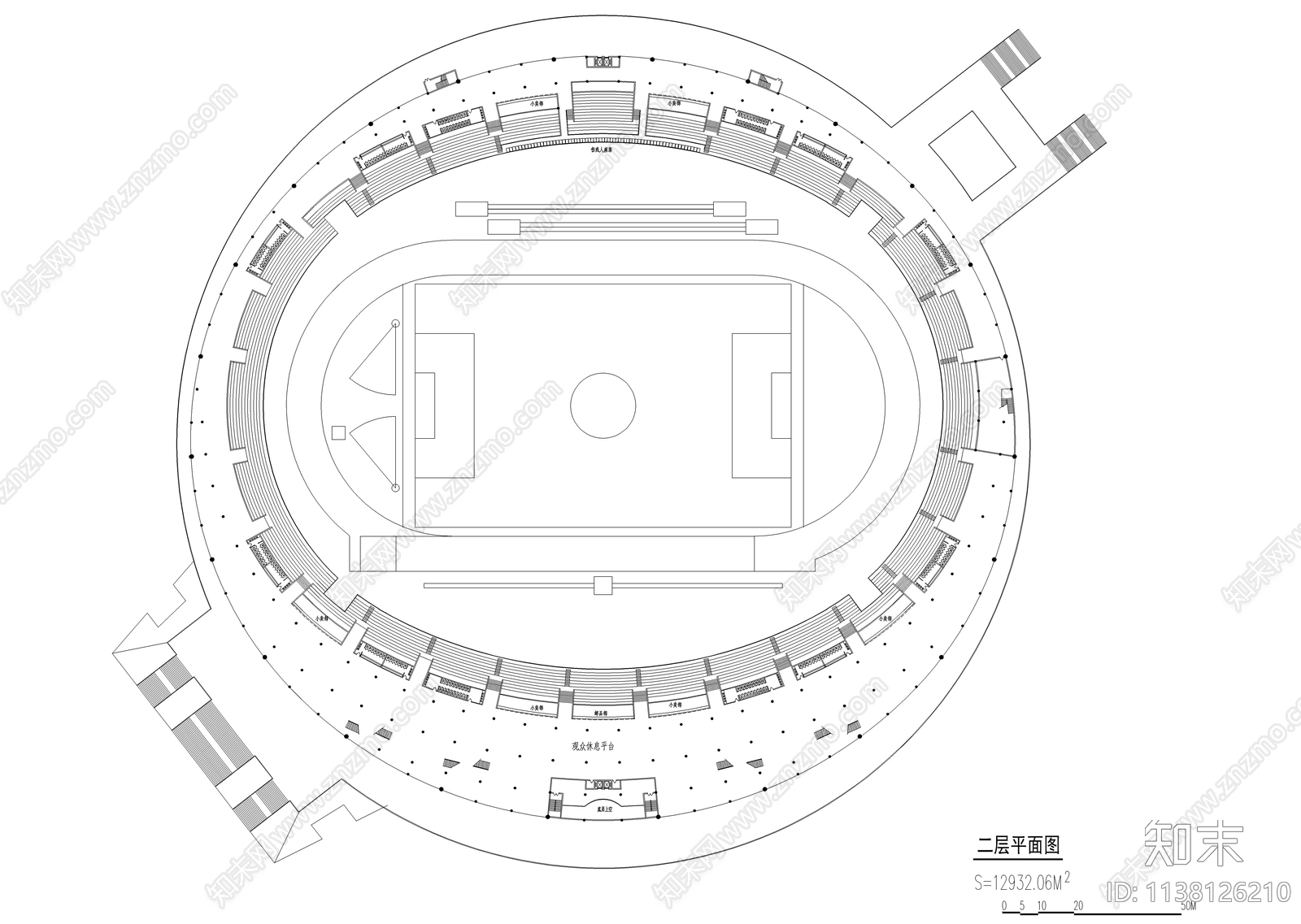 大型体育馆建筑cad施工图下载【ID:1138126210】