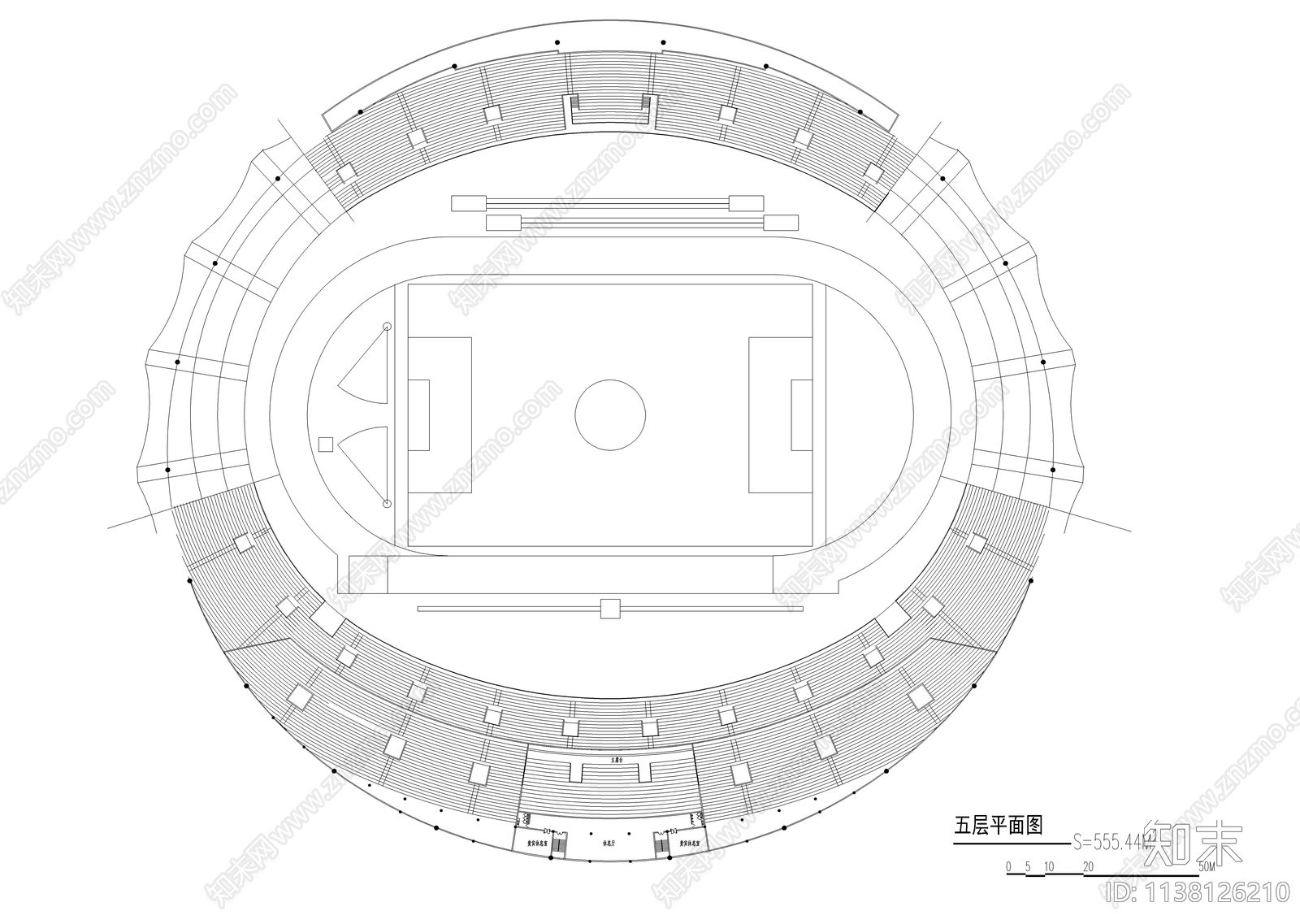 大型体育馆建筑cad施工图下载【ID:1138126210】