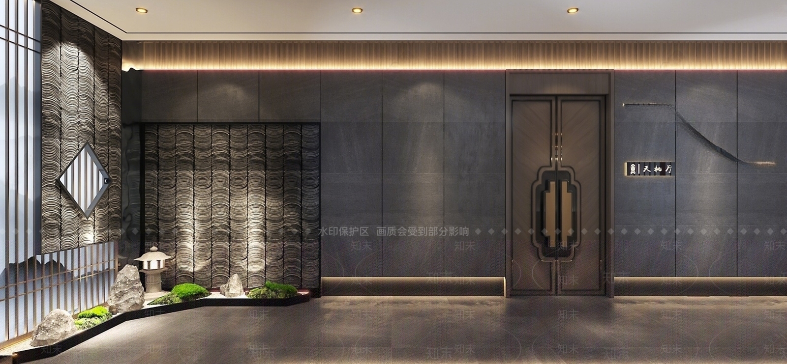 新中式酒店玄关过道SU模型下载【ID:1138128627】