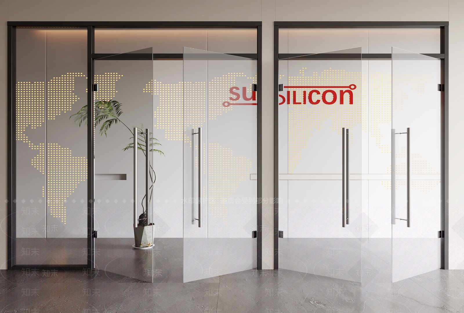 现代办公玻璃双开门3D模型下载【ID:1138128944】