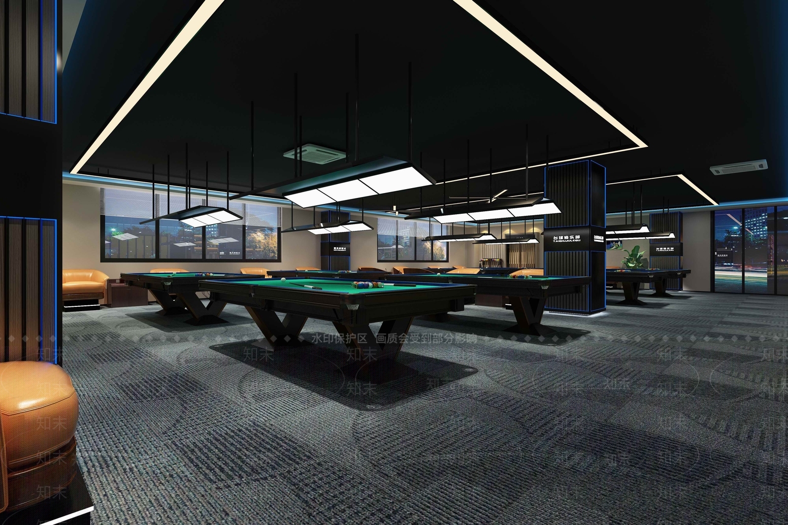工业风台球室3D模型下载【ID:1138129496】