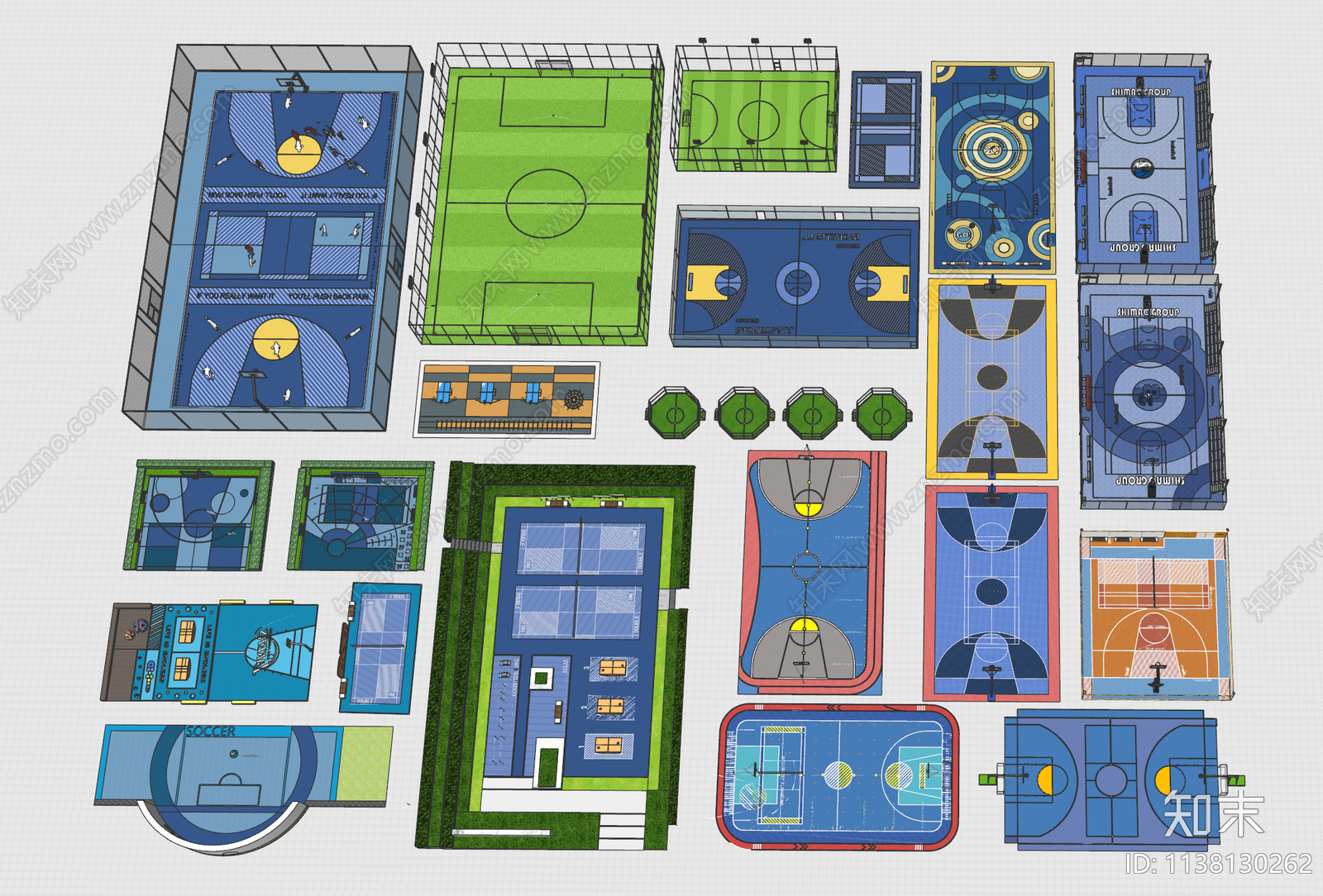 现代球类场地SU模型下载【ID:1138130262】