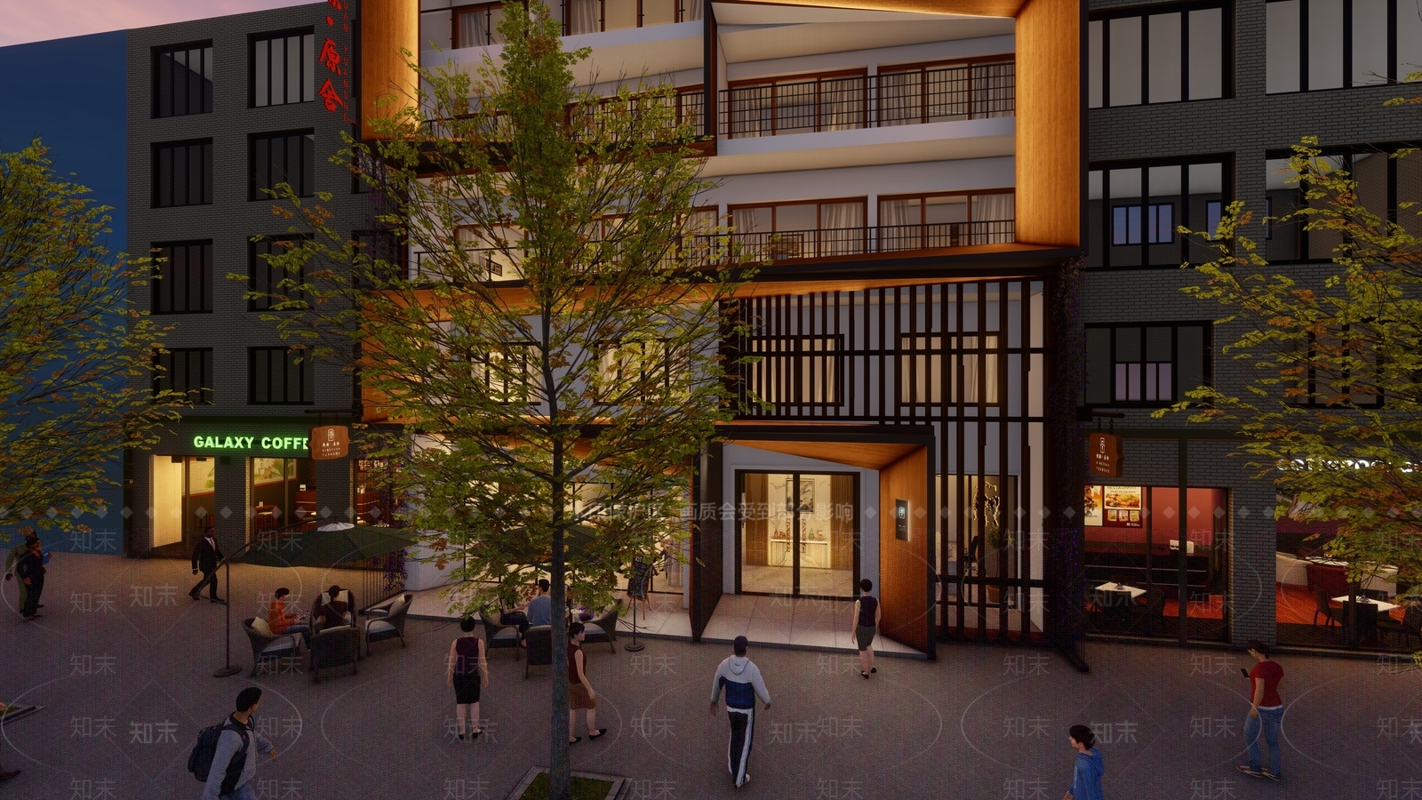 现代酒店建筑SU模型下载【ID:1138130475】