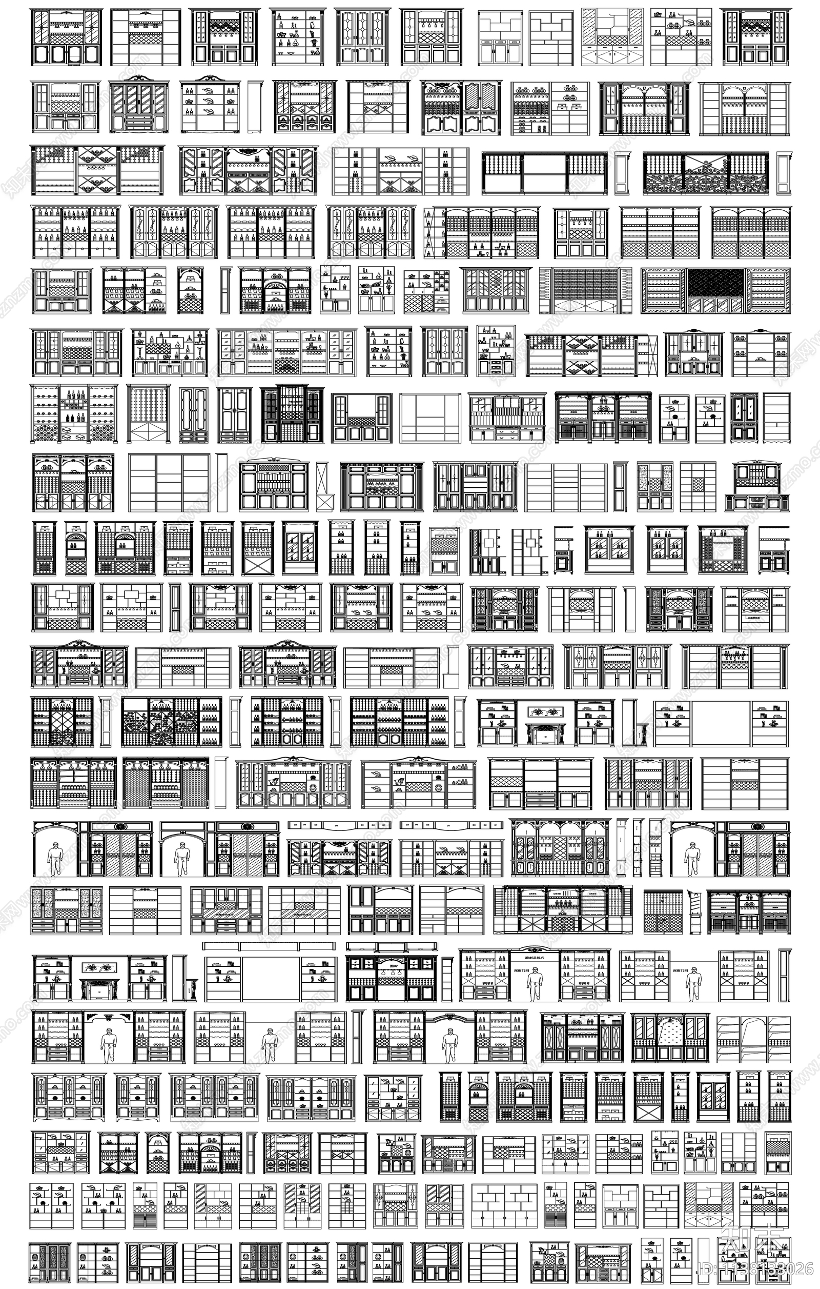 酒窖酒柜cad施工图下载【ID:1138133026】
