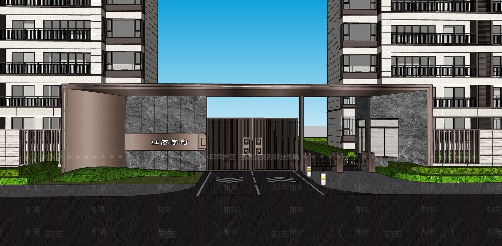 新中式住宅入口大门SU模型下载【ID:1138133206】