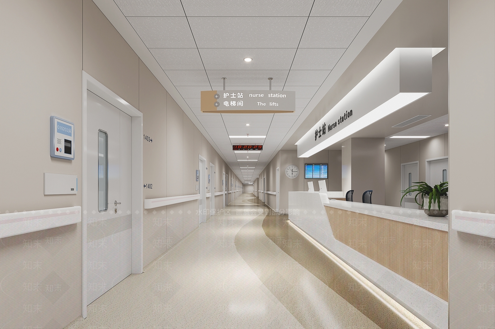 现代医院护士站3D模型下载【ID:1138134477】