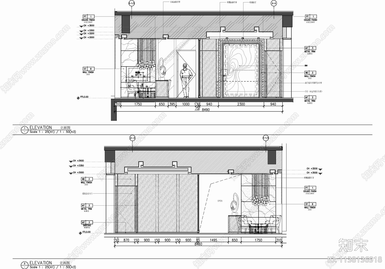 200㎡行政酒廊室内cad施工图下载【ID:1138136918】