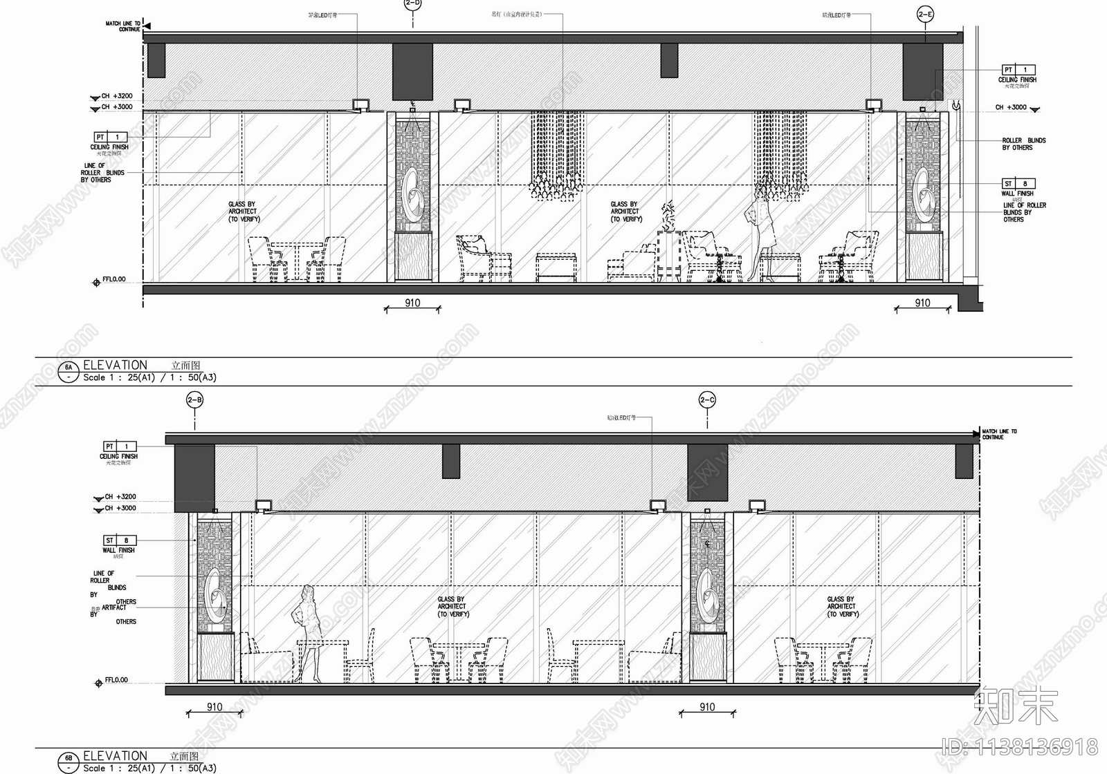 200㎡行政酒廊室内cad施工图下载【ID:1138136918】