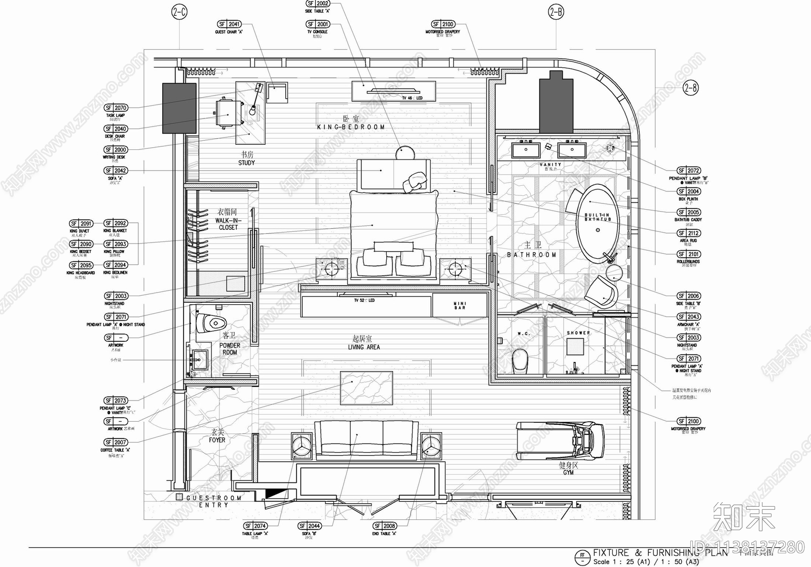 450㎡总统套房cad施工图下载【ID:1138137280】