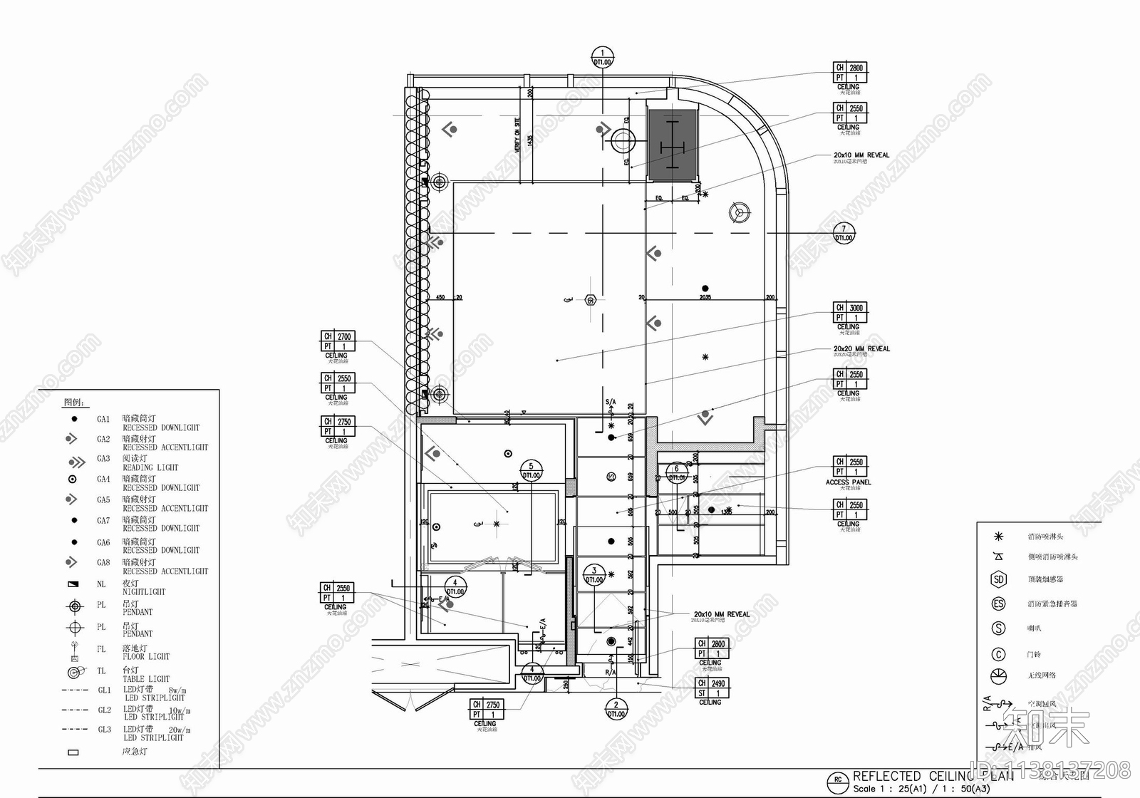 60㎡酒店标准大床房室内cad施工图下载【ID:1138137208】