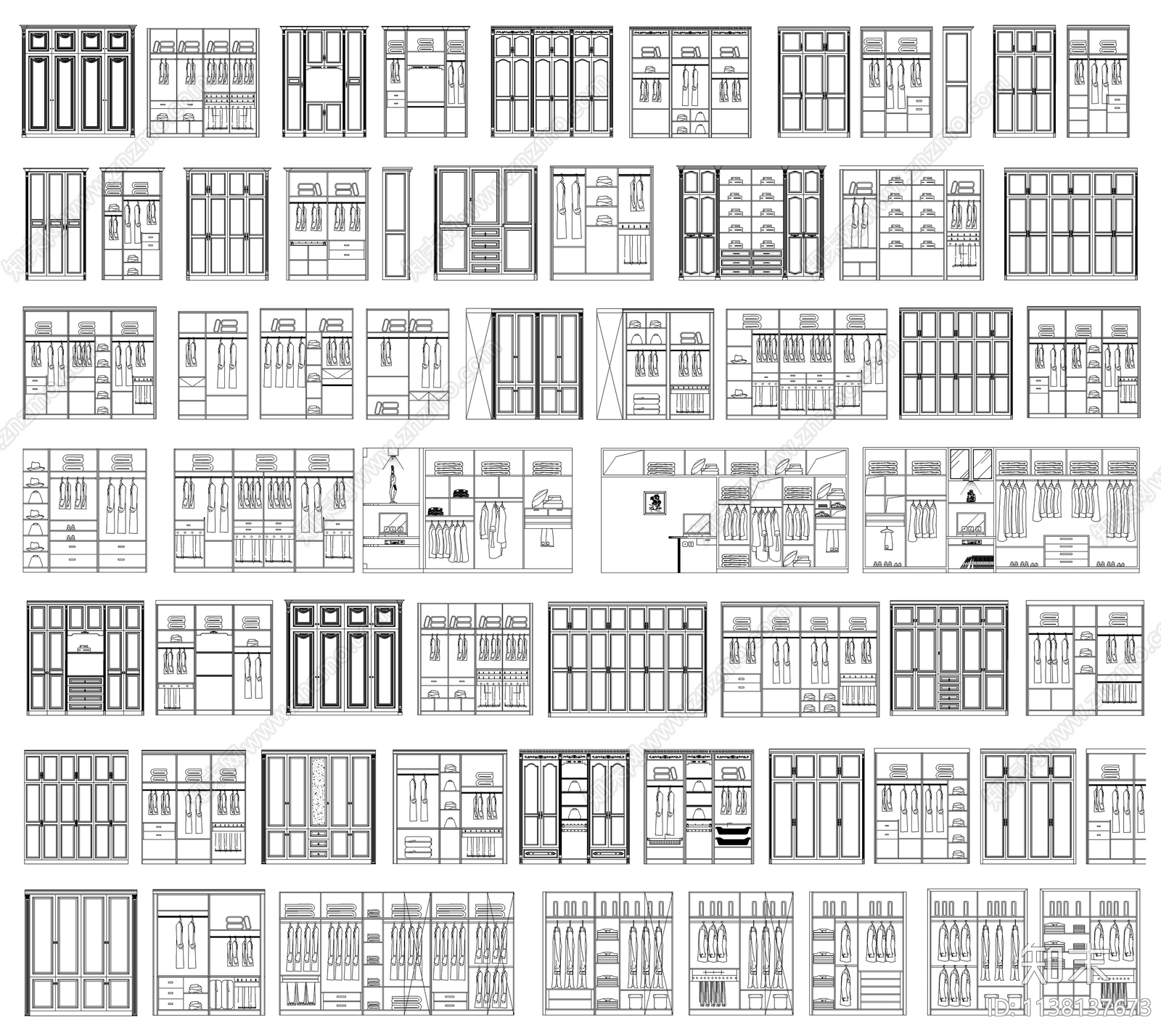 衣柜cad施工图下载【ID:1138137673】
