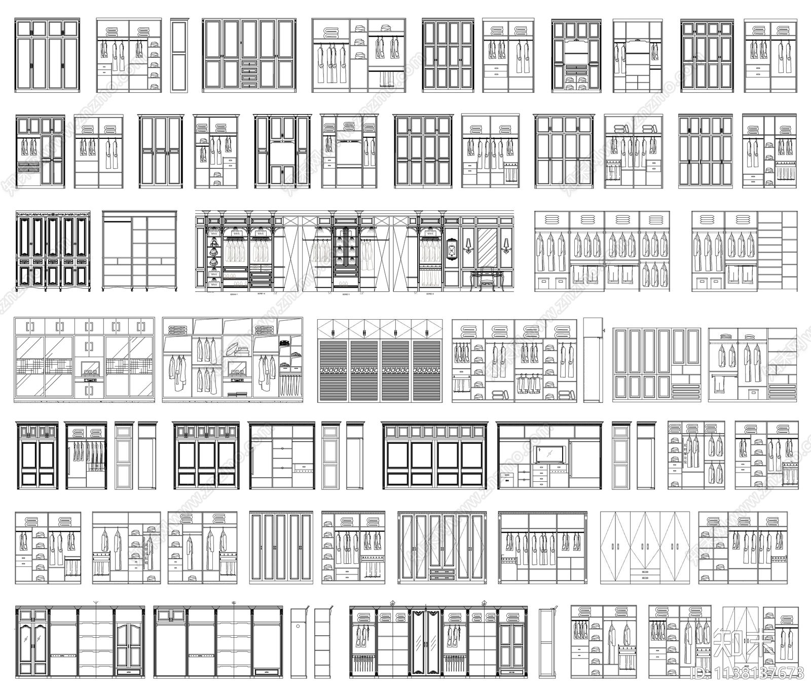 衣柜cad施工图下载【ID:1138137673】