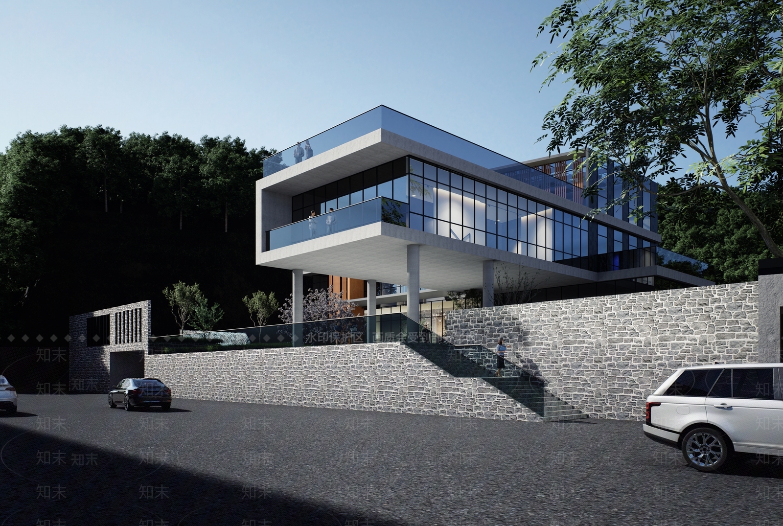 现代展览馆建筑SU模型下载【ID:1138297632】