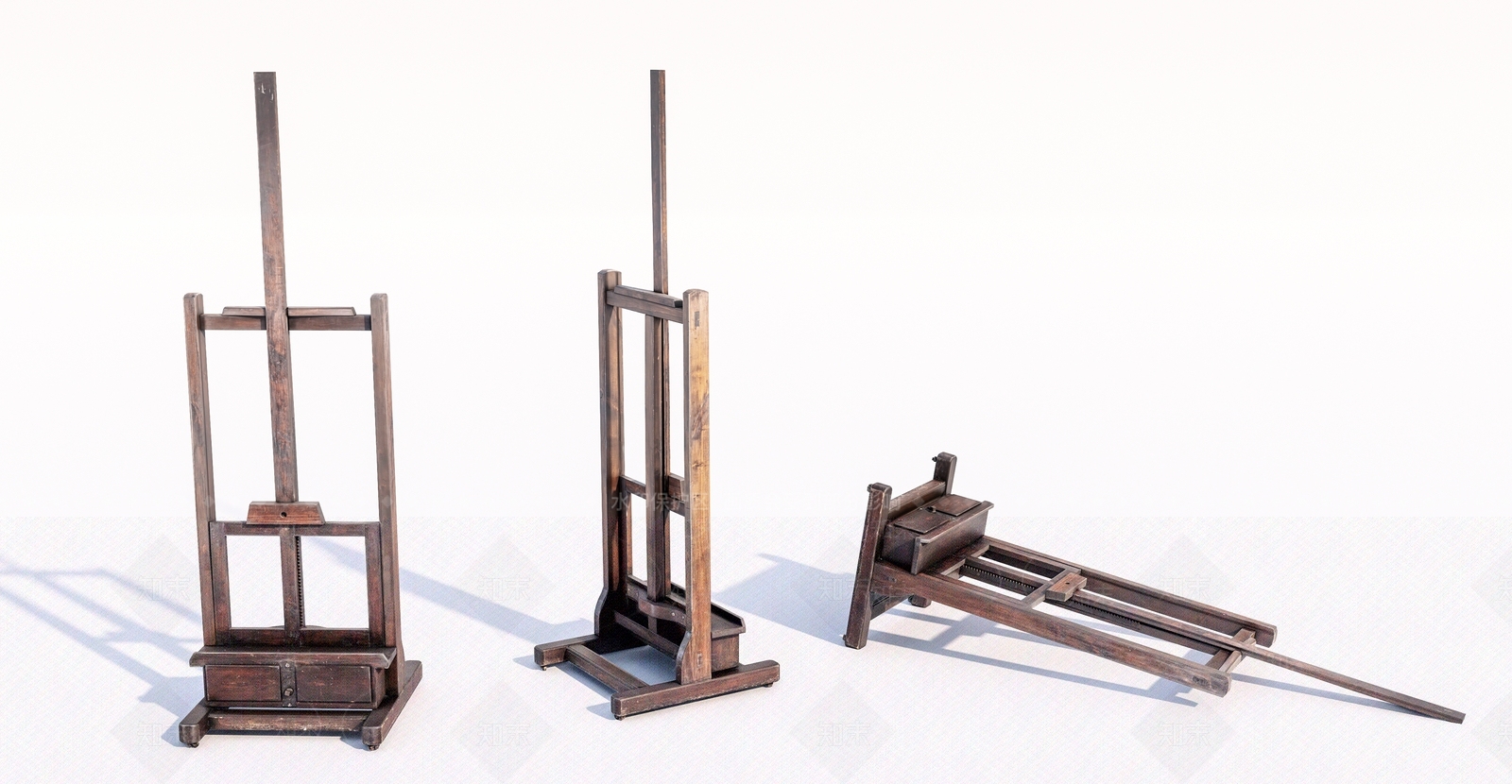 老旧木画架SU模型下载【ID:1138146837】