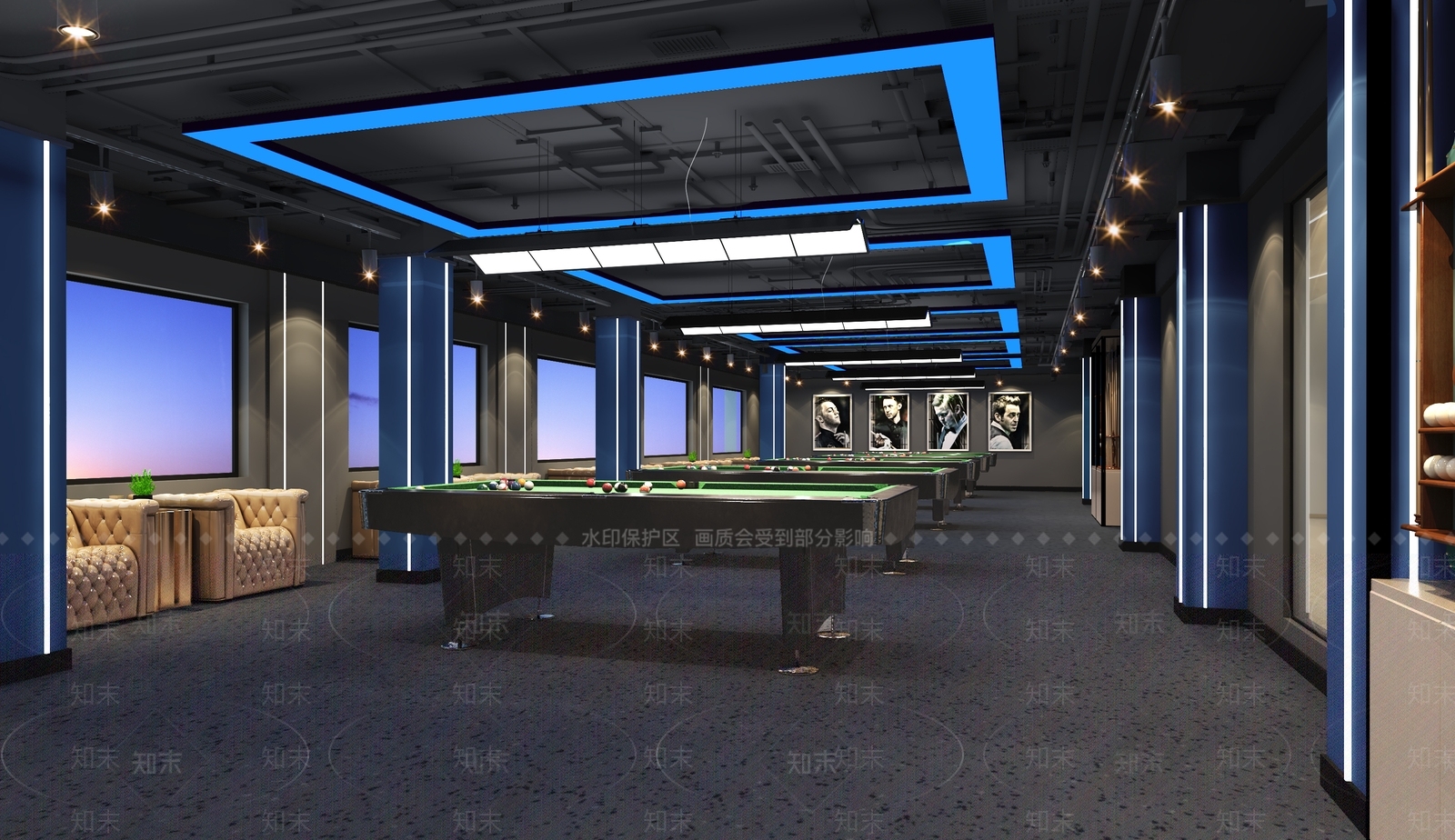 现代台球室3D模型下载【ID:1138147437】